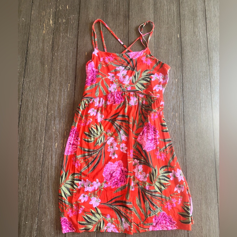 Old Navy Red Floral Adjustable-Strap Sundress